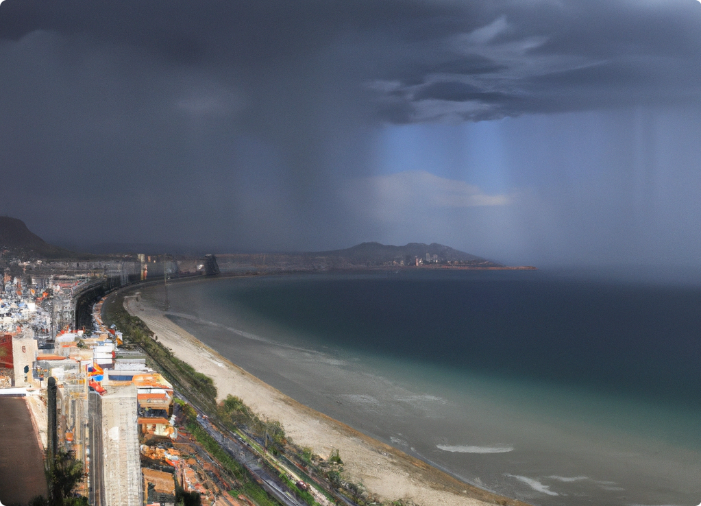 Picture of a storm over the coast in Alicante