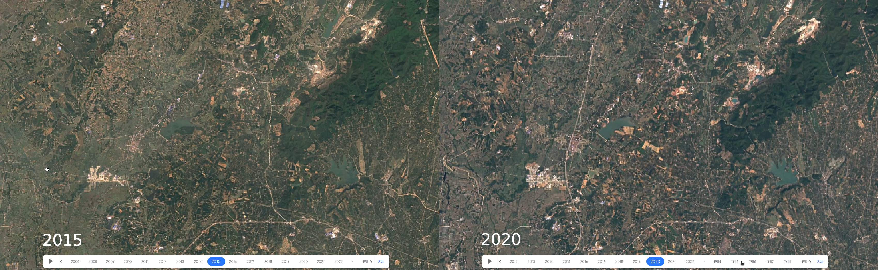 Comparion of satellite images 2015-202 in the abovementioned China ecoregion