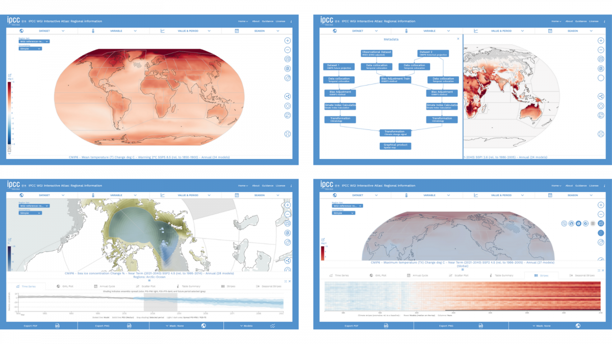 Several snapshots of the Interactive Atlas of the IPCC